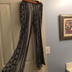 Bell-Bottom Patterned Pants